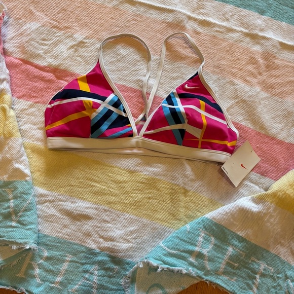 Nike Multicolor Striped Bikini Top Sz 12 - Picture 1 of 5